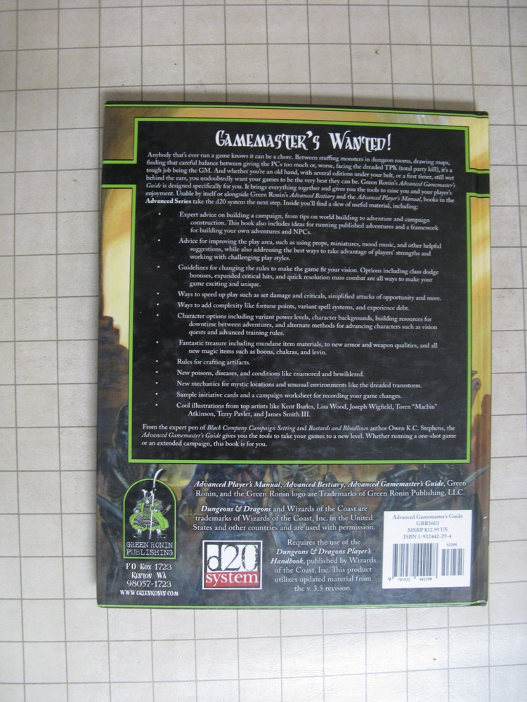 ADVANCED GAMEMASTER'S GUIDE D&D 3E d20 Dungeons & Dragons