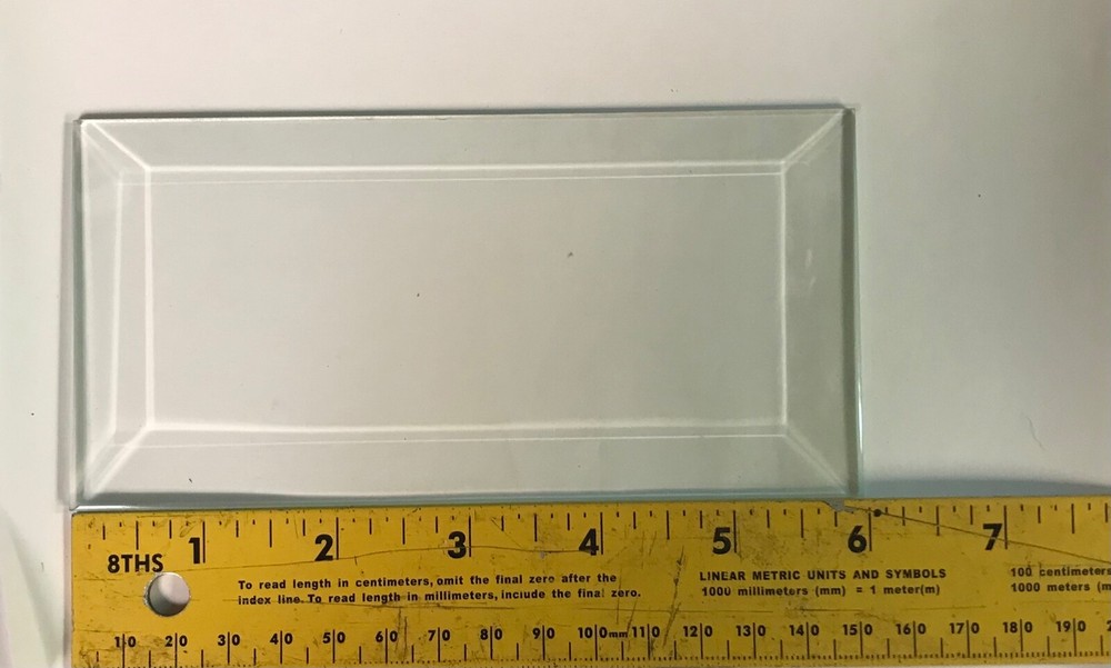 Set of 5- Clear Glass Rectangle Bevels Flat Back-Beveled Front Assorted Sizes