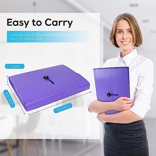 Accordion File Organizer, Expanding File Folder for Sorting Documents Purple