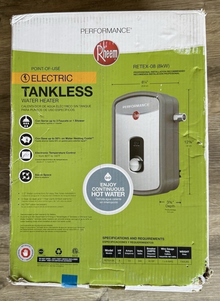 OEM Rheem RTEX-08 Tankless (8kW) Electric Water Heater
