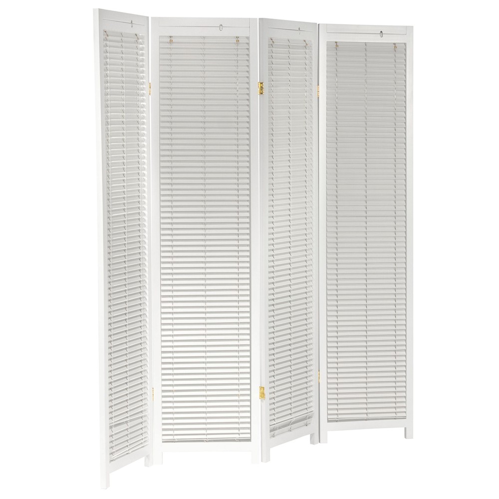 6 ft. Tall Adjustable Shutter Room Divider White 4 Panel