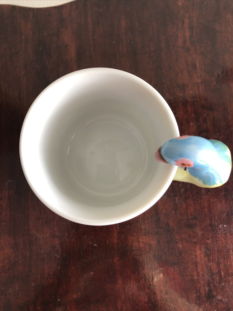 Parrot Macaw Mug Figural Handle Ceramic Coffee Cup 8 Oz