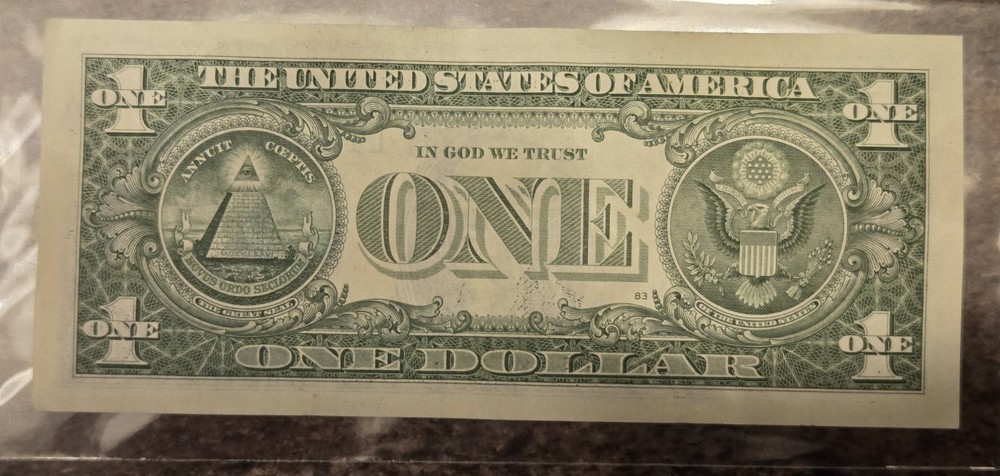 2021 wet Ink Transfer Error 1 Dollar US Bill Note