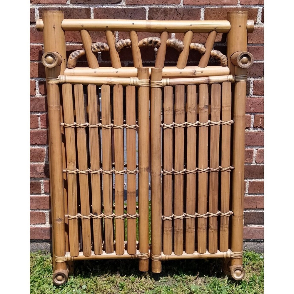 Solid Bamboo Wall or Vanity Mirror w/Folding Double Doors Tiki Island Unique