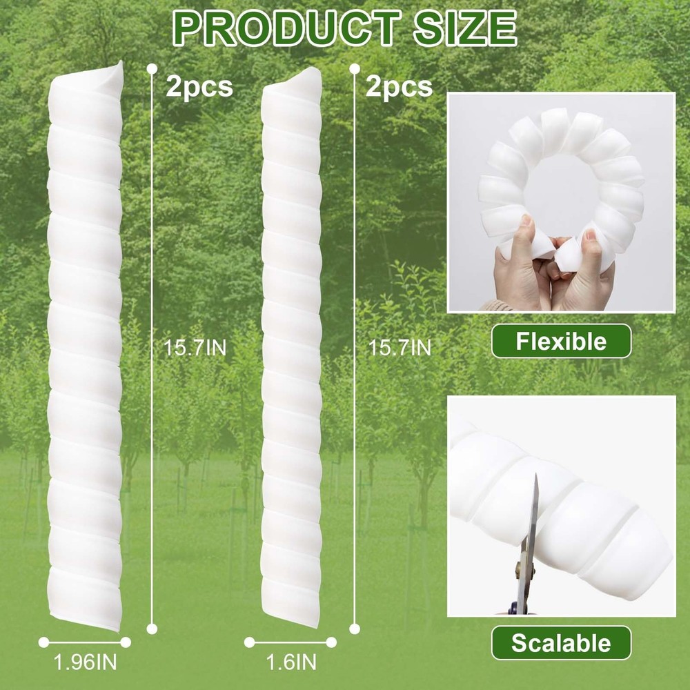 4/6/8 Pc Plastic Spiral Tree Guards 2 Sizes White Sapling Guards for Deer/Rabbit