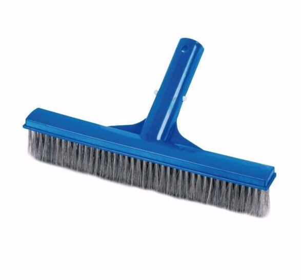 10" Swimming Pool Algae Wall Brush w/Stainless Steel Bristles, Plastic Handle