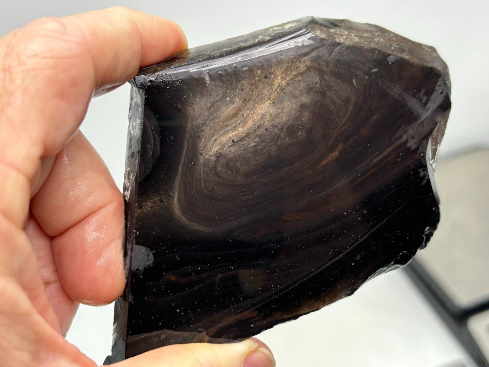 Black Obsidian Slab Lapidary Cabbing Knapping Combo ship avail