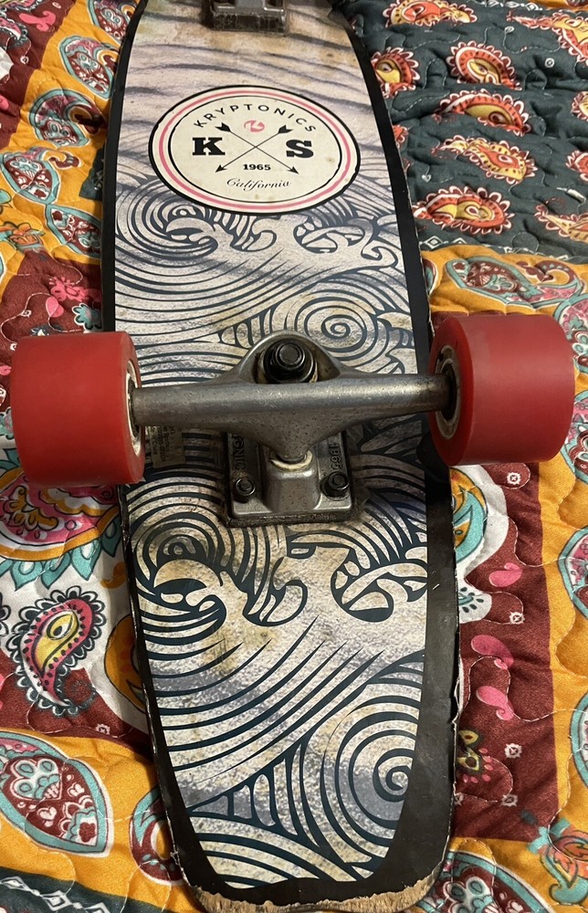 authentic “KRYPTONICS” SKATEBOARD solid wood board WOODEN **NEEDS MINOR REPAIR*