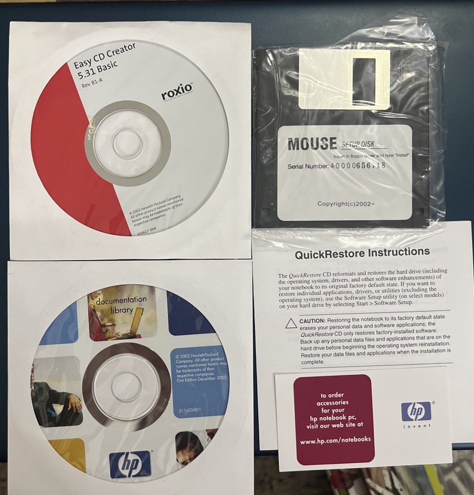 HP Pavilion Notebook Series Startup Guide With Discs And Info Manuals