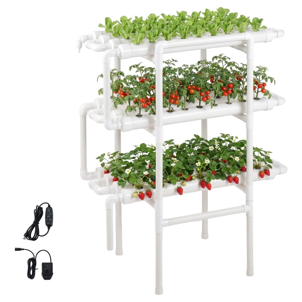 VEVOR Hydroponics Growing System Kit 108 Plants Sites 3 Layer UPVC Hydroponics