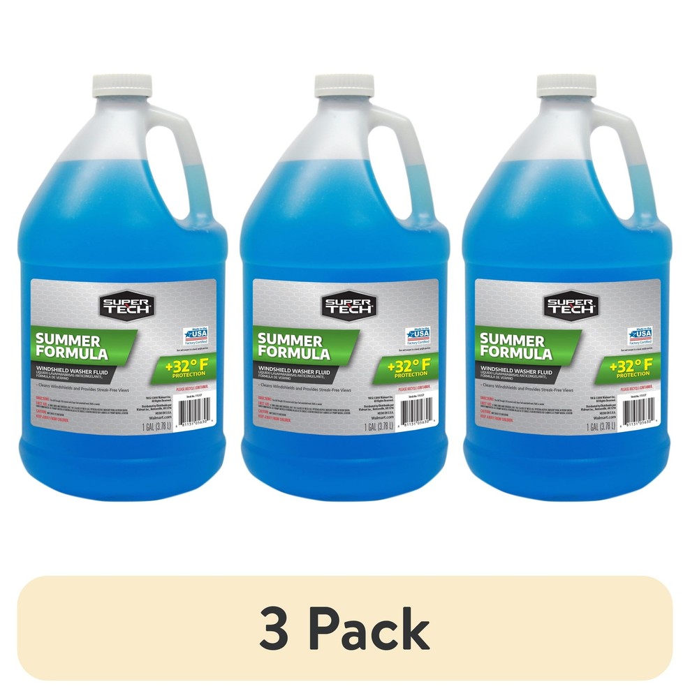 (3 pack) Super Tech Summer Formula Windshield Washer Fluid +32F Protection