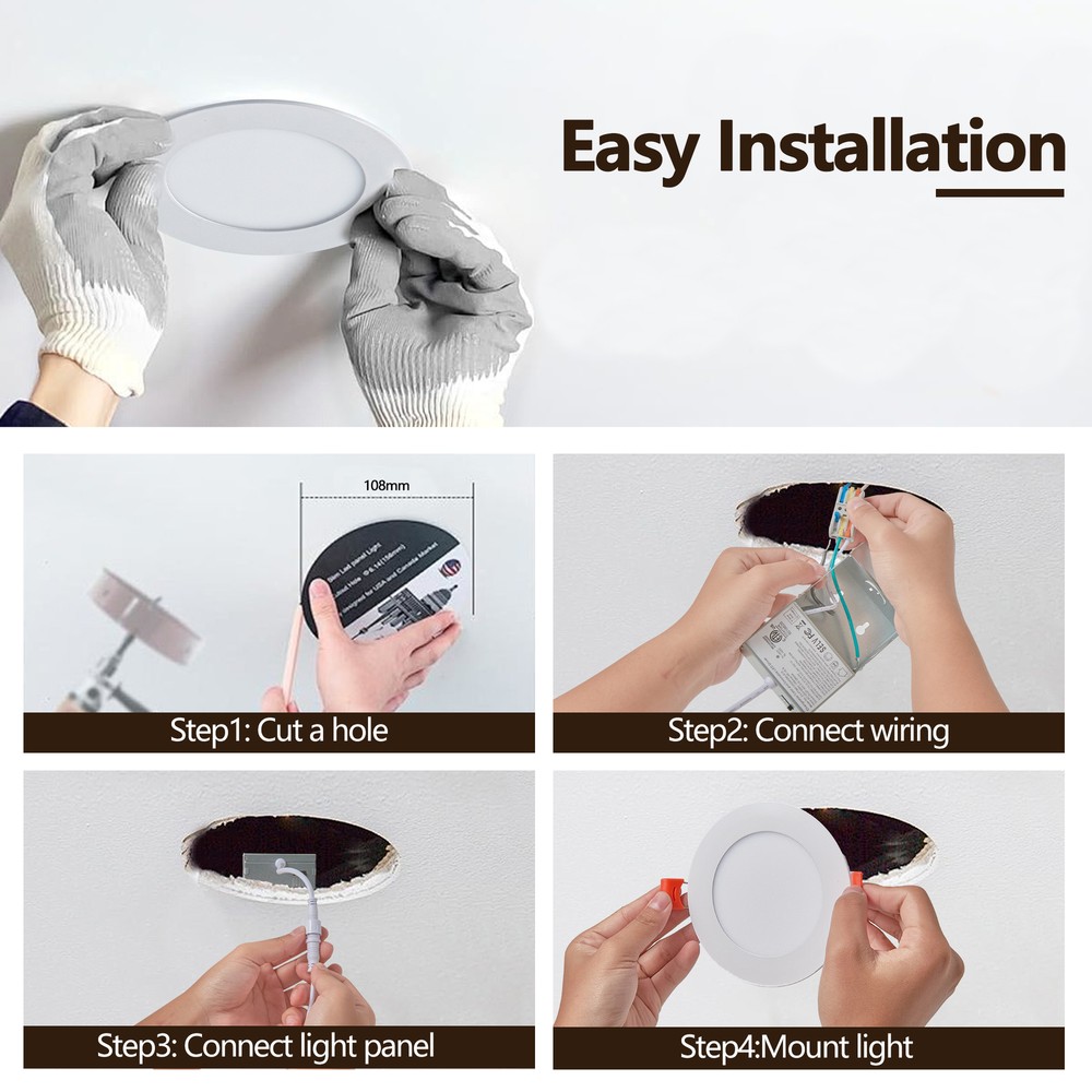 12 Pack 4 Inch Recessed Ceiling Panel Light 5CCT LED Dimmable with Junction Box