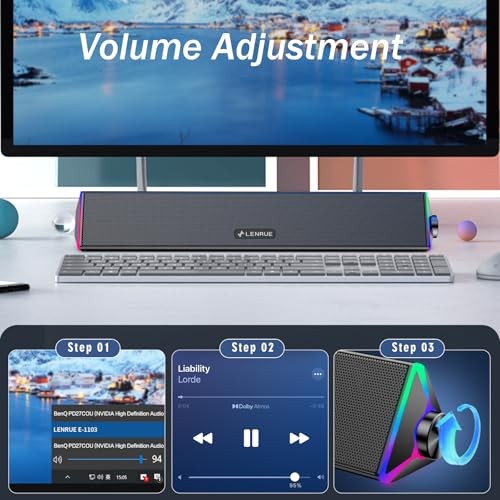 Computer Speakers for Desktop,PC Speakers with Single USB for Power and Black