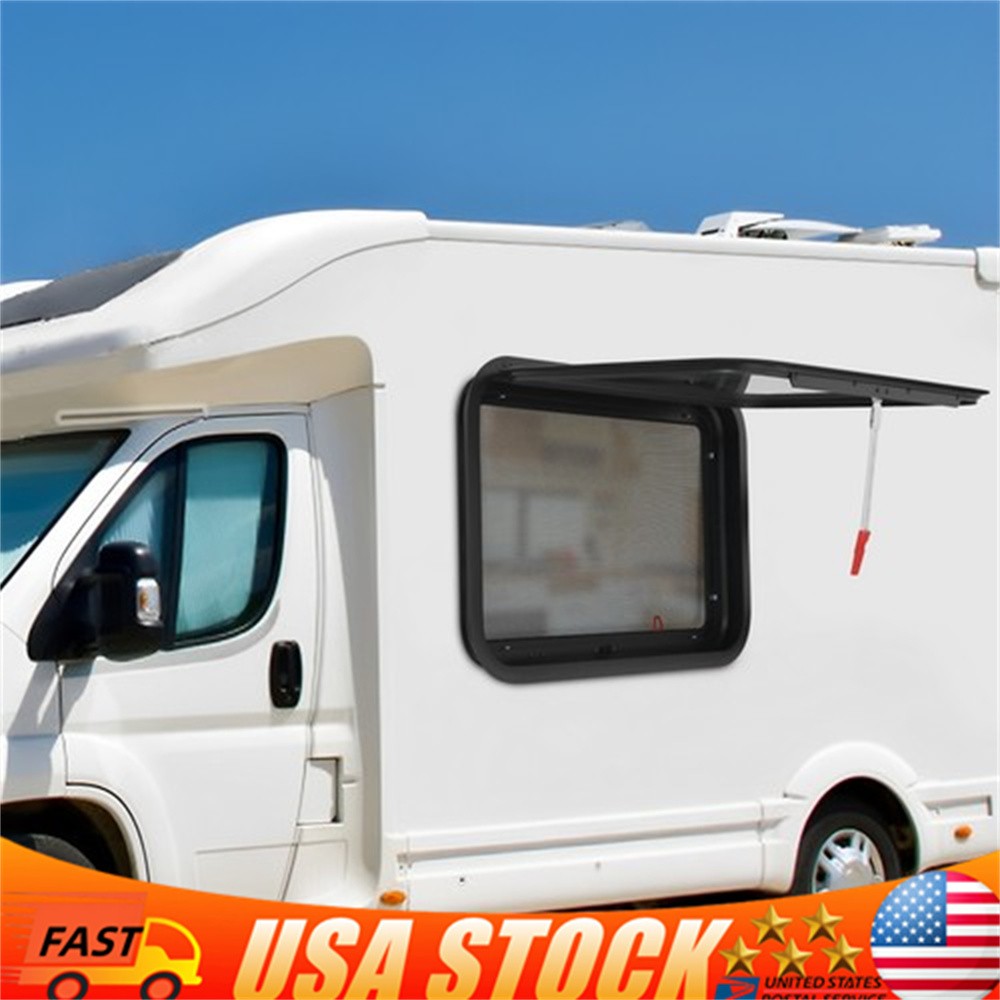 30"x20" RV Exit Window w/Screen & Trim Ring Tempered Glass Window Camper Trailer