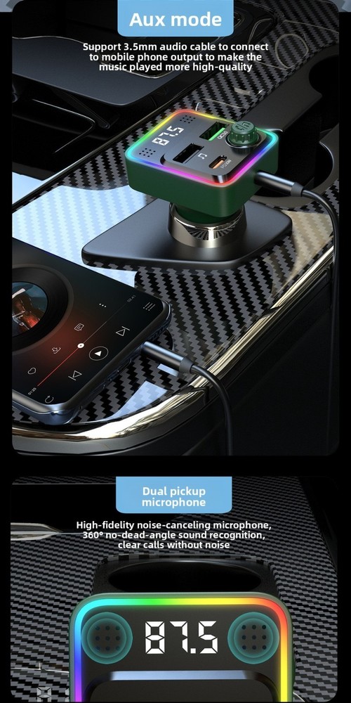 Dual USB Car Charger Fast Charging Bluetooth for iPhone Android Quick Charging