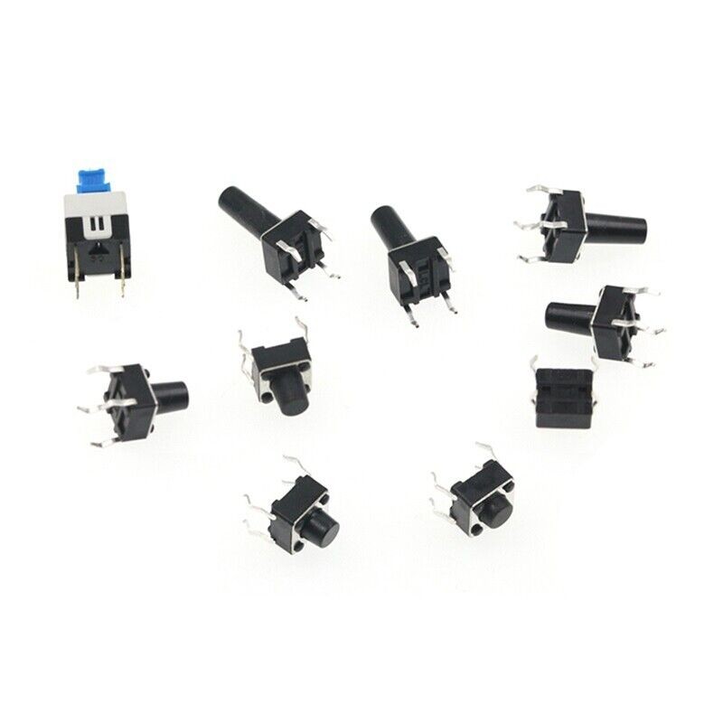 180pcs 4.3-14mm 10 Type 6X6 Light Touch Tactile Push Button Switch Assortment