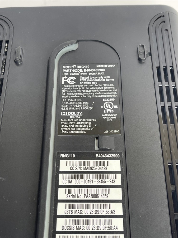 Comcast Xfinity RNG110 Cable Box, No Adapter. No Remote