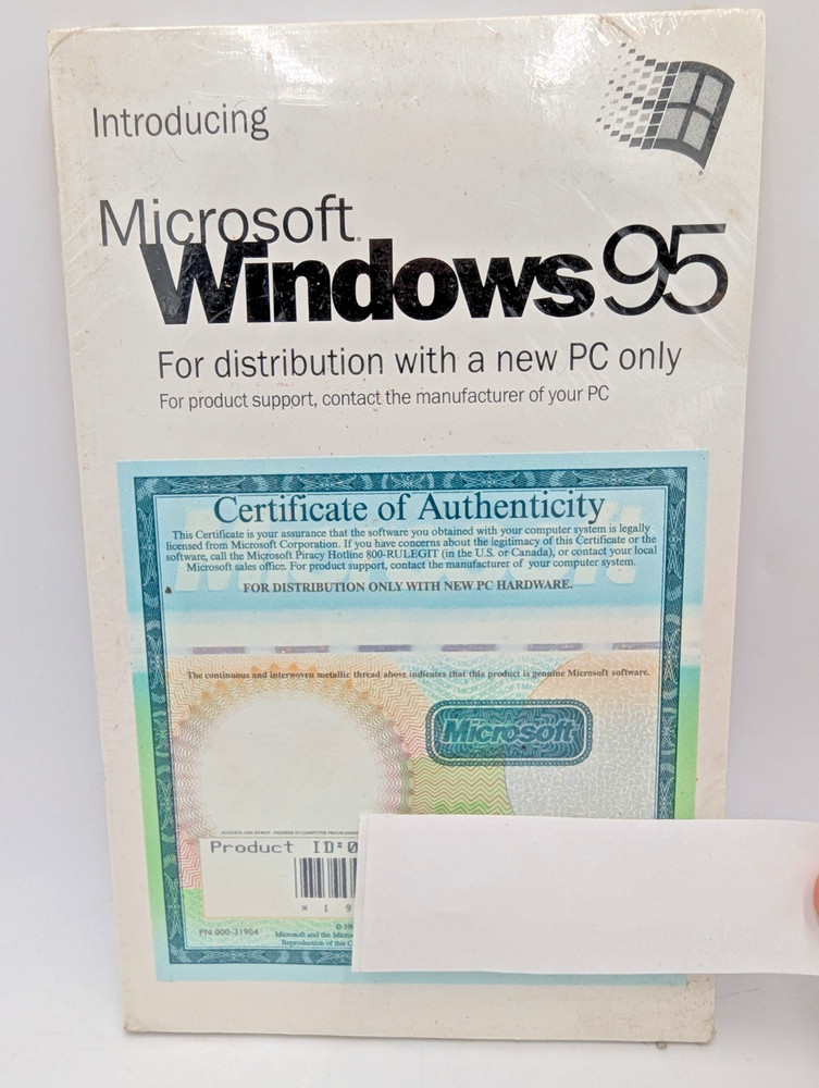 Microsoft Windows 95 Full Operating System 3.5" CD Manual & Product ID NEW