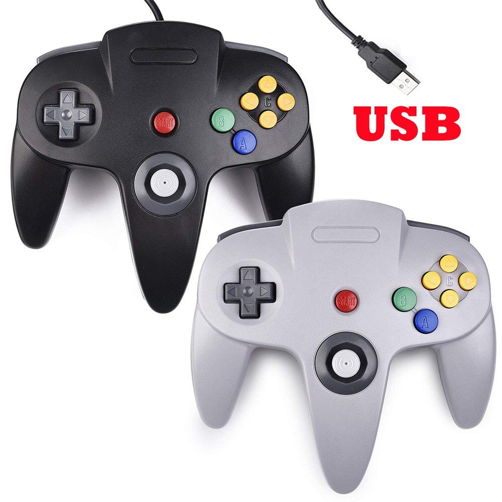 Black Gray NEW Wired Nintendo 64 N64 USB Controller For PC & Mac Computer Game