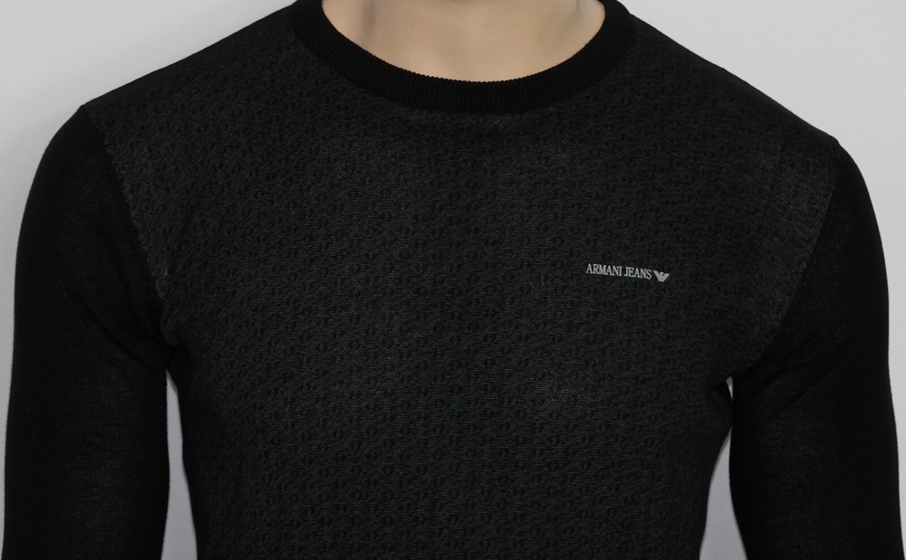 $140 NEW Armani Pullover in Black Size Small Regular Long Sleeve 100% Cotton