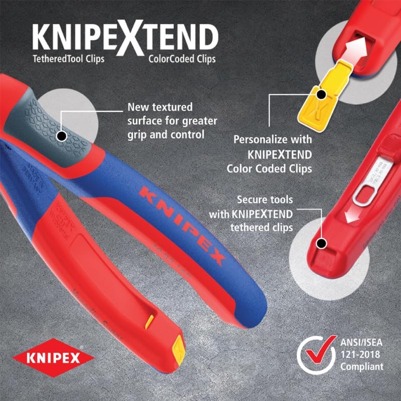 KNIPEX Tools - High Leverage Diagonal Cutters, Multi-Component (7402180) 7.25...