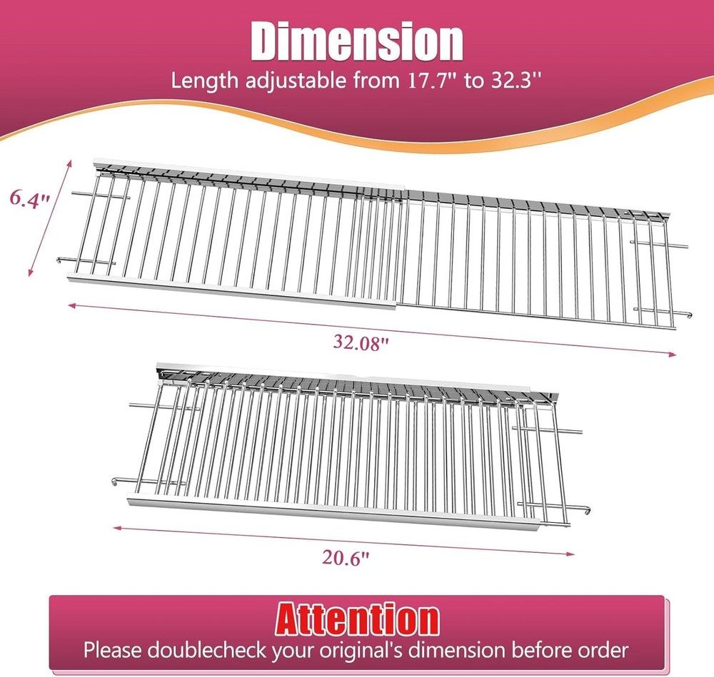 Universal Grill Warming Rack 20.6''- 32.08'', Adjustable Warming Rack for Nex...