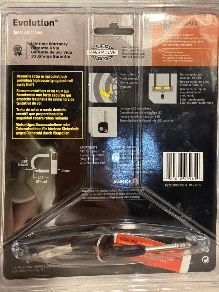 Kryptonite Evolution Series 4 Disc Locks 720018999614 Yellow