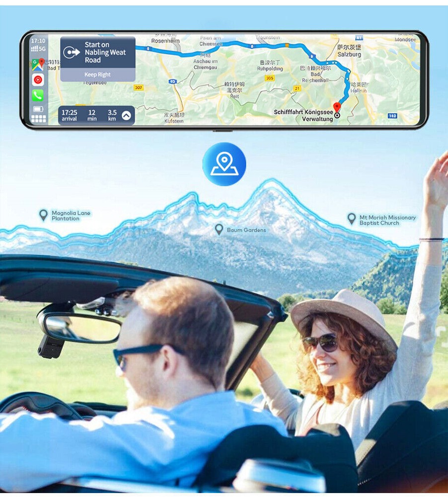 11.26" Touch Screen +GPS Mirror Dash Cam Wireless Apple Carplay Android HOT