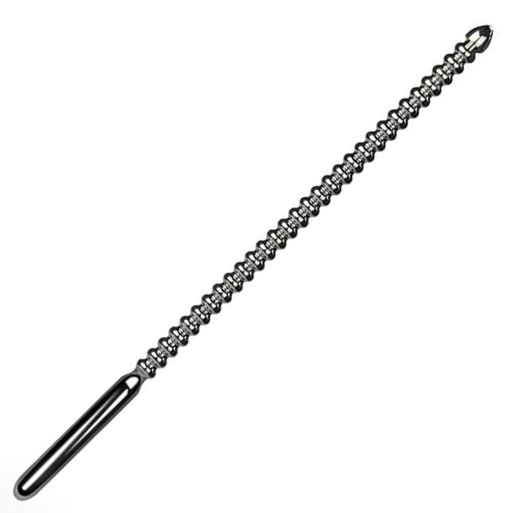 Stainless Steel Ribbed Urethral Toy for Men
