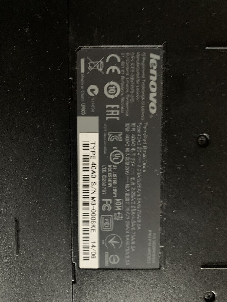 Lenovo 40A0 Laptop Docking Station