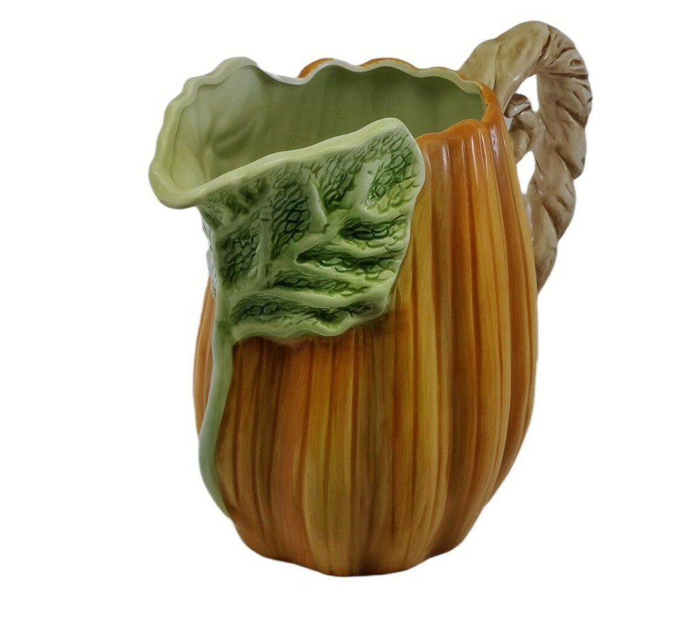Vintage OCI Ceramic Pumpkin Pitcher 2 qt 1989