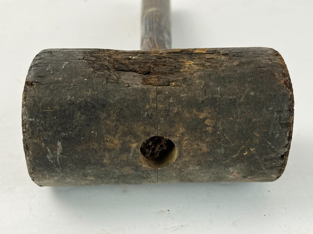 Antique Wood Handle Mallet Handle Primitive 5 x 10"