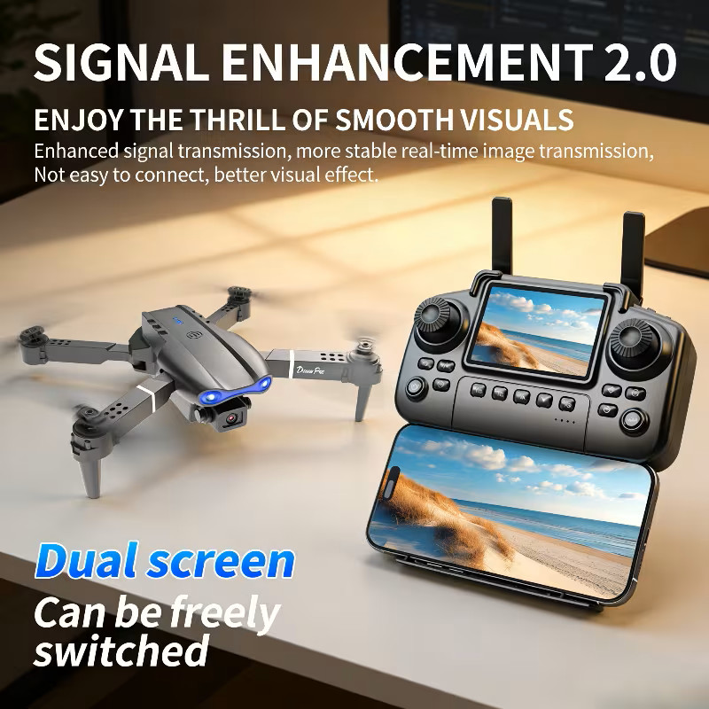 Drone 4K Dual Camera WiFi FPV RC Foldable Quadcopter with Screen Remote Battery