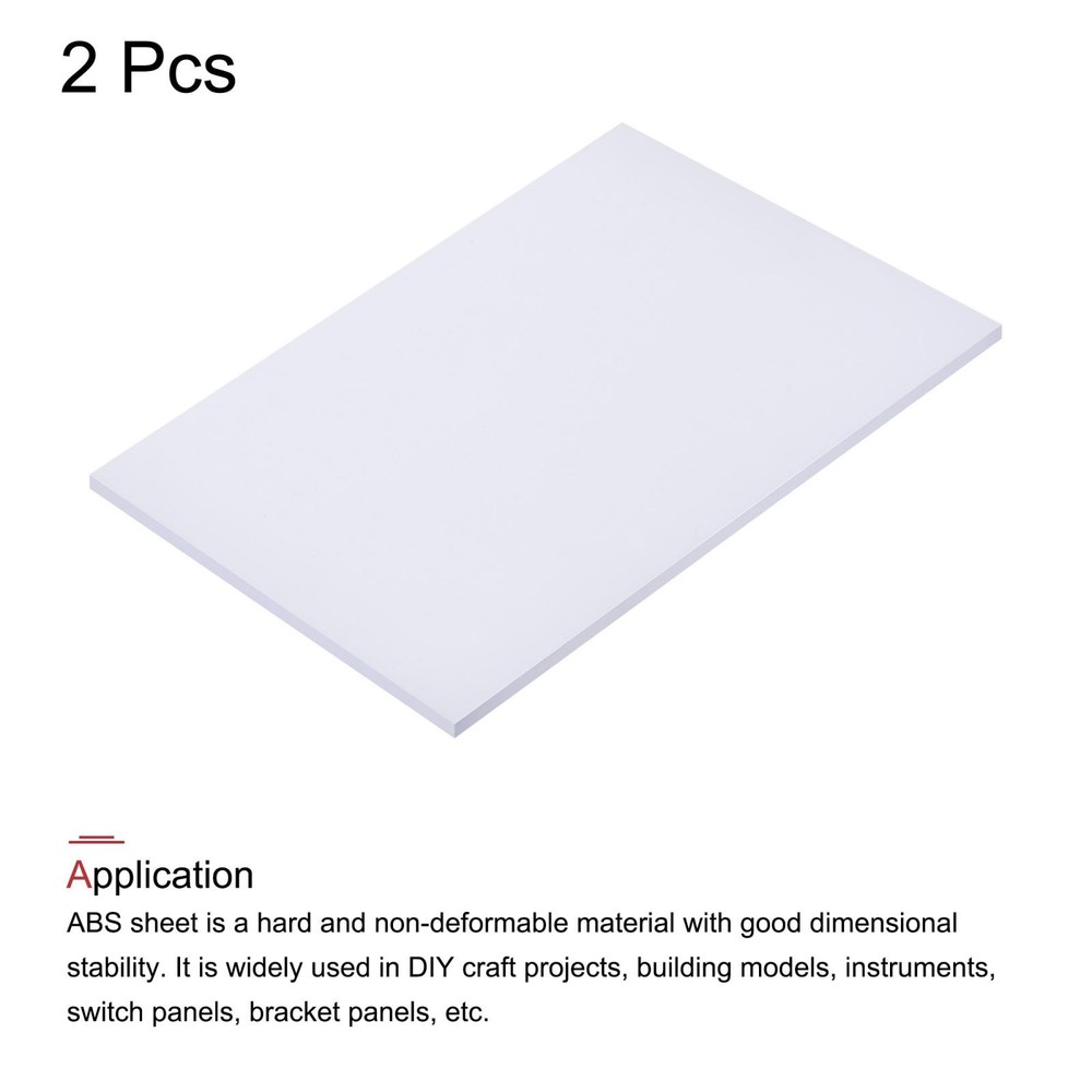White ABS plastic sheet 7x4x0.2" for building model, panel, 2pcs