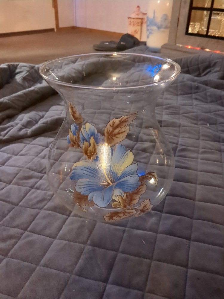 L.E. Smith Renaissance Candle Lamp Blue Replacement Glass Really Gorgeous 10" H