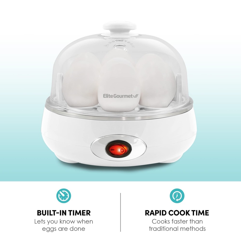 EGC322CW Easy Egg Cooker Electric 7-Egg Capacity, Soft, Medium, Hard-Boiled E...