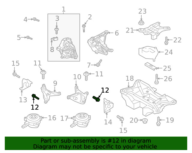 Genuine Audi Trans Mount Mount Bolt N-910-491-01