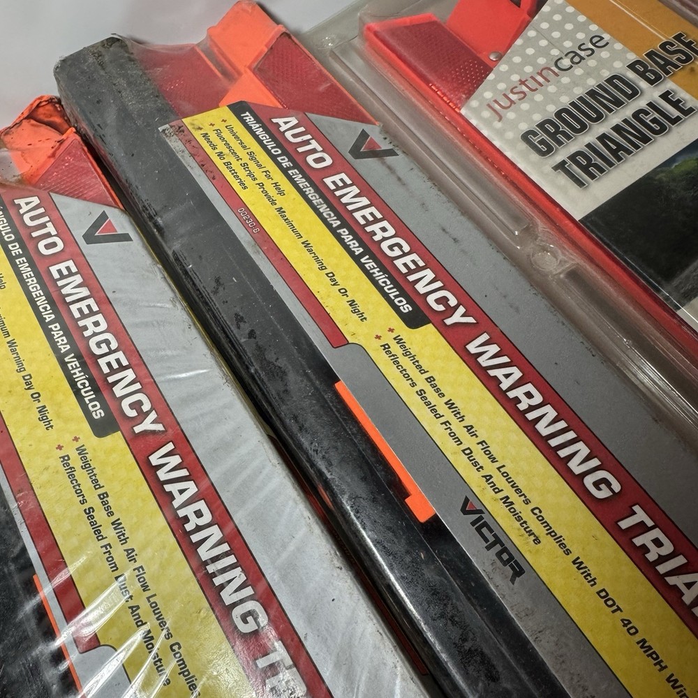 6 Sets Victor Auto Emergency Warning Triangles Traffic Safety Triangle Road NEW