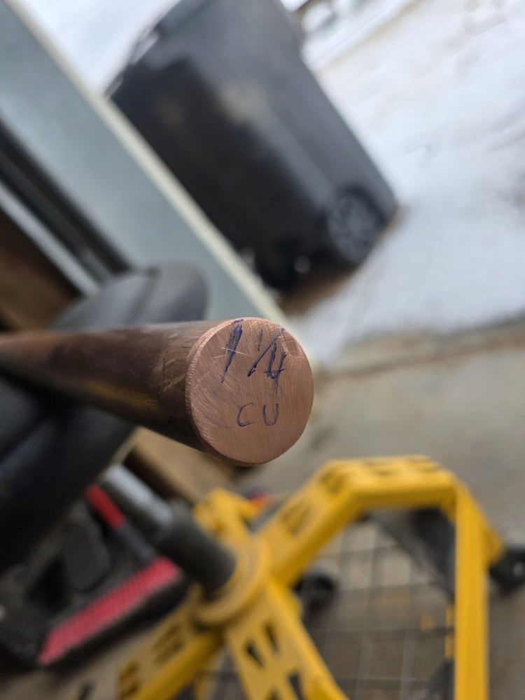 Copper 1' 1/4 in Solid Round Rod Bar Stock Material