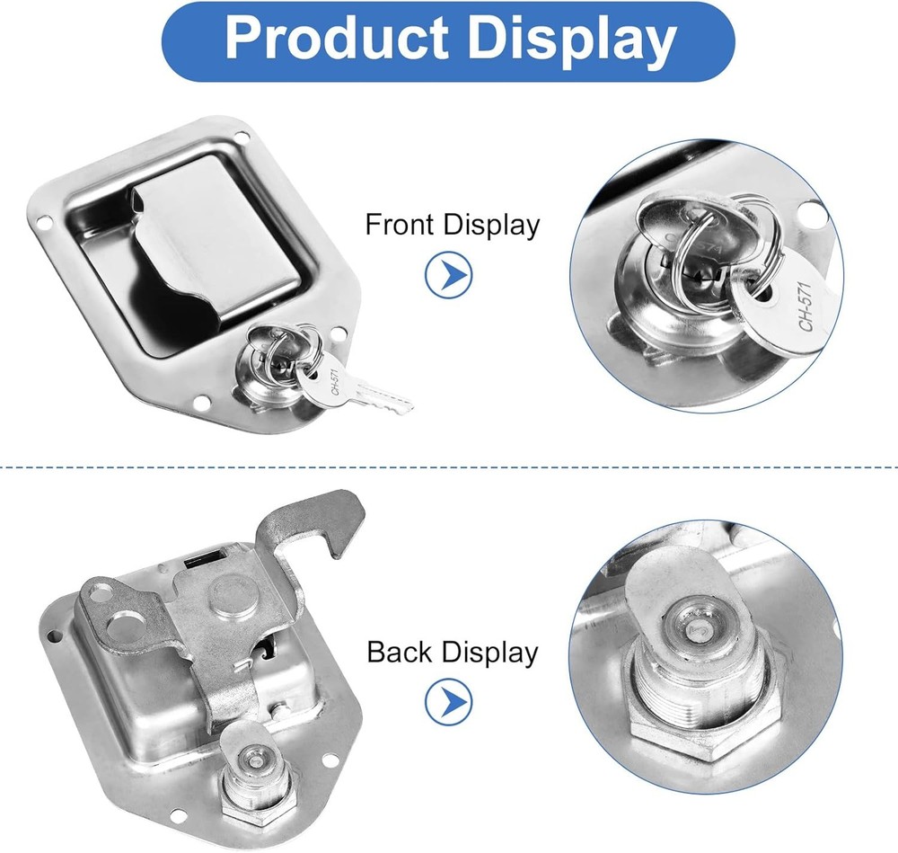 Truck Tool Box Lock Replacement, 1 Pack 1 - Random Key Code, Silver