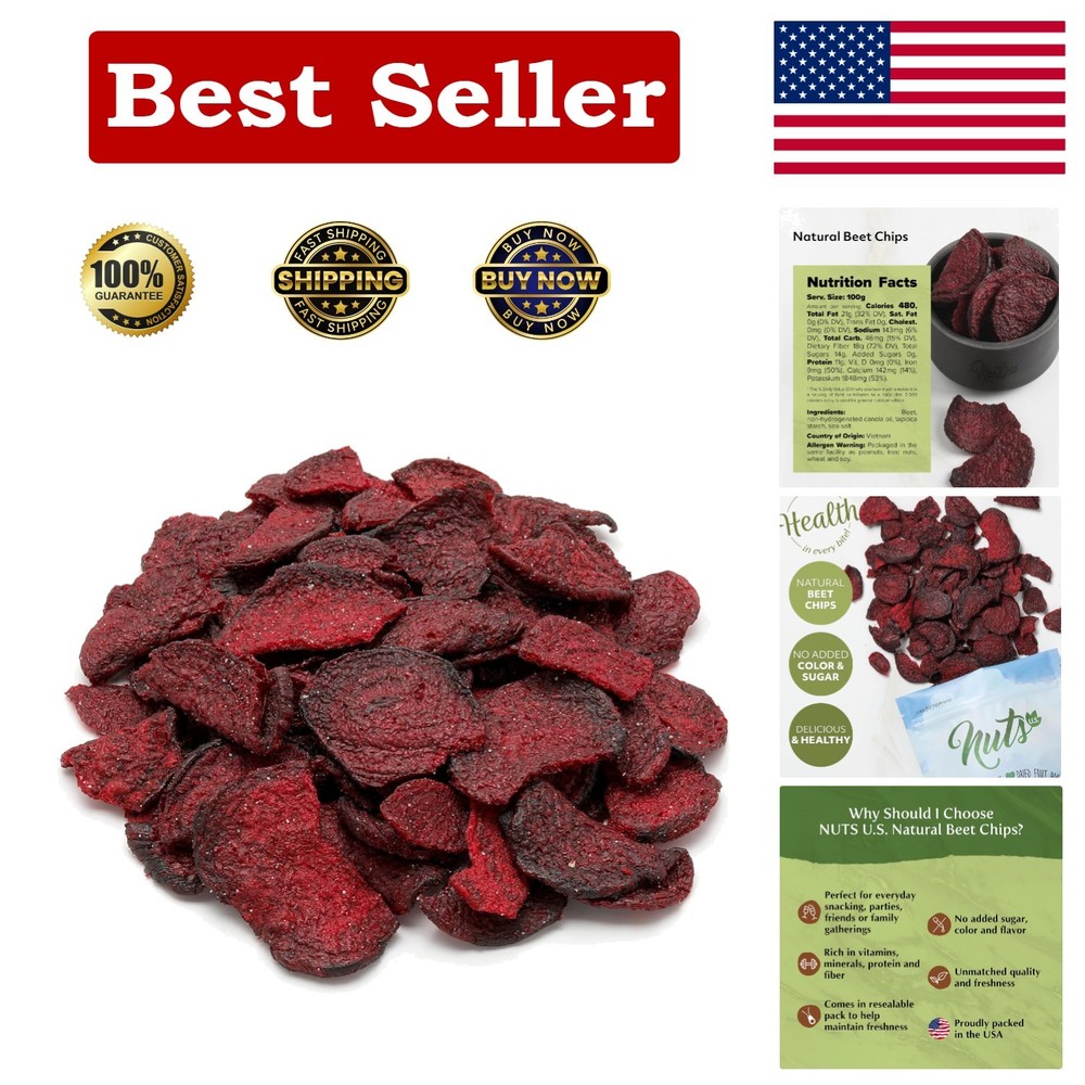 NUTS U.S. Beet Chips - 2.2 LBS Bulk Snack with No Artificial Colors or Sugars