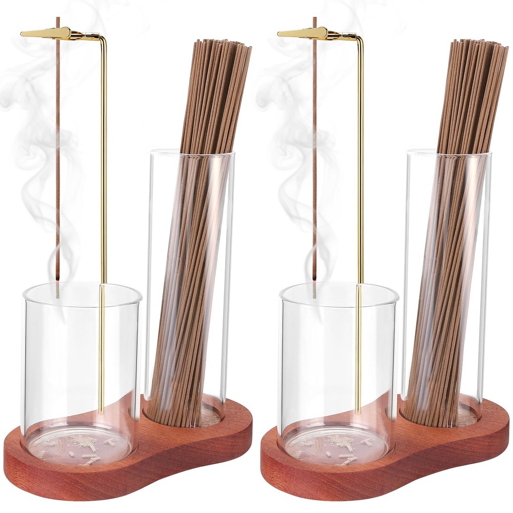 Incense Holder for Sticks, 2 in 1 Stick 2 PACK, Nut-brown