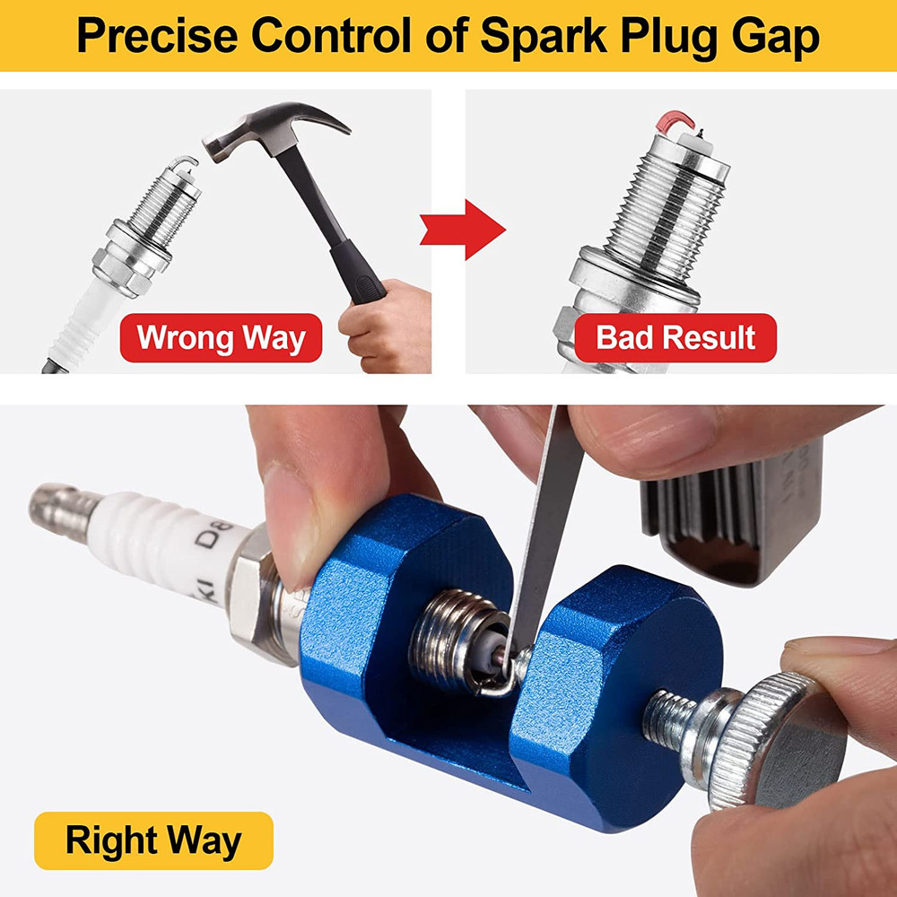 Spark Plug Gap Tool 2Pcs, High Precise Gapping Tool Adjustment Kit for 12Mm 14Mm