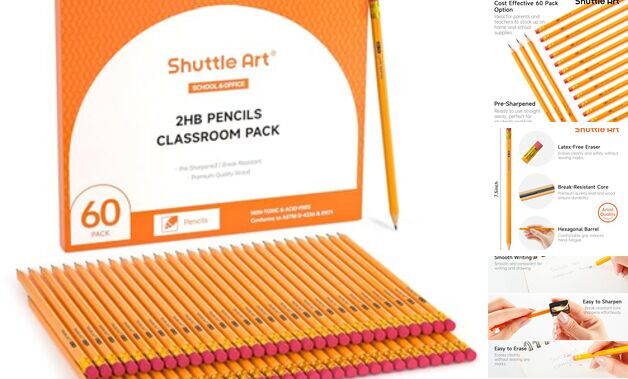 60 Pack Pencils, 2 HB, Pre-sharpened Pencils with Top Erasers, Premium