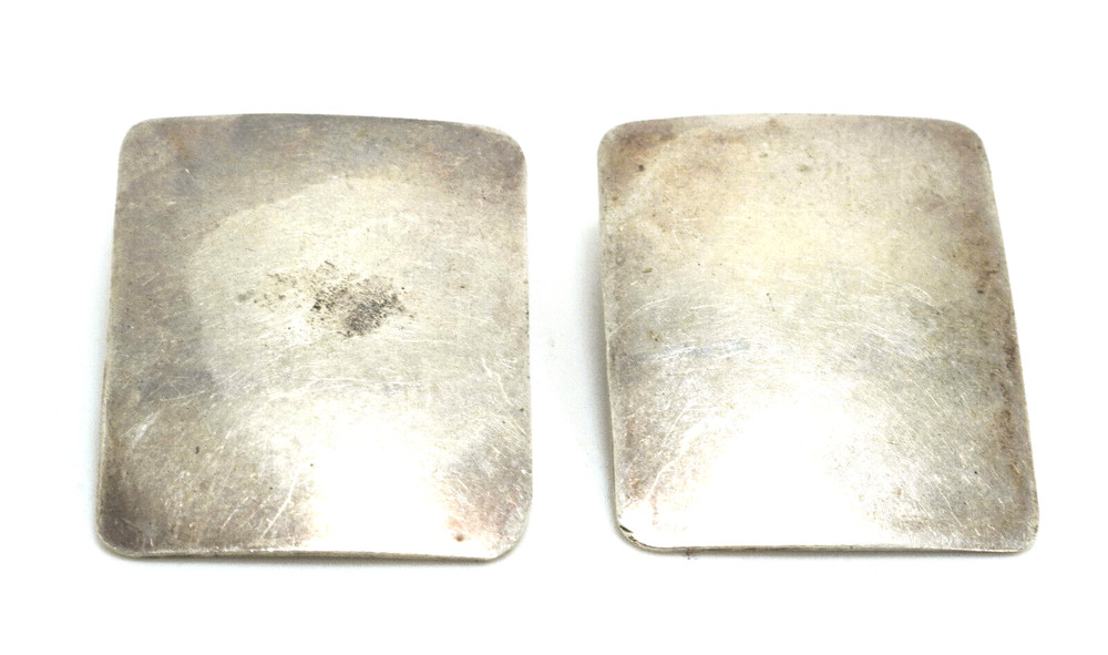 Vintage Taxco Mexico Sterling Silver Rectangular Clip On Earrings Signed MLV
