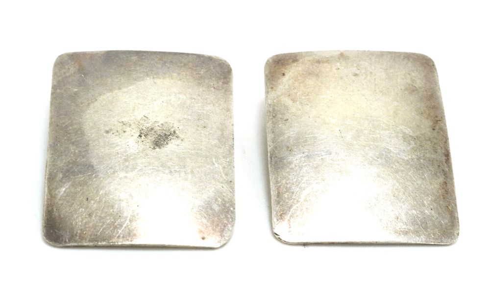 Vintage Taxco Mexico Sterling Silver Rectangular Clip On Earrings Signed MLV