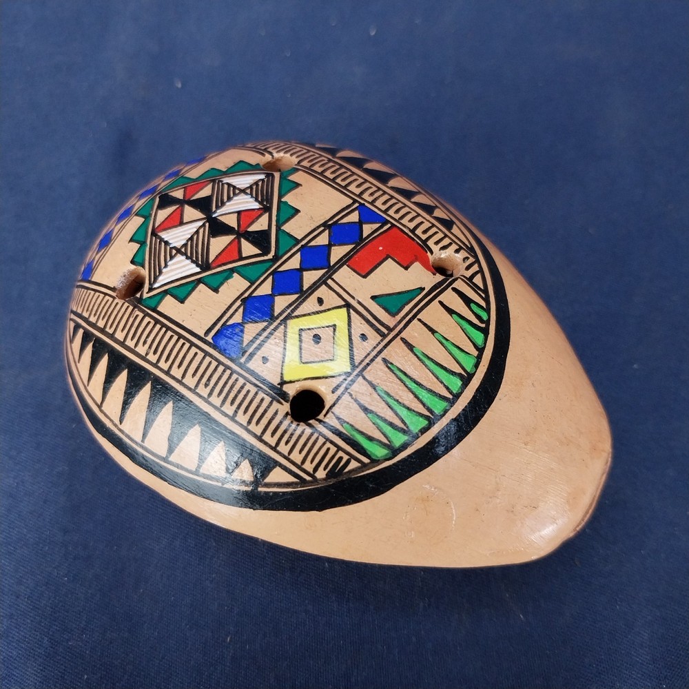 Vintage Handpainted Peruvian Terra Cotta Whistle