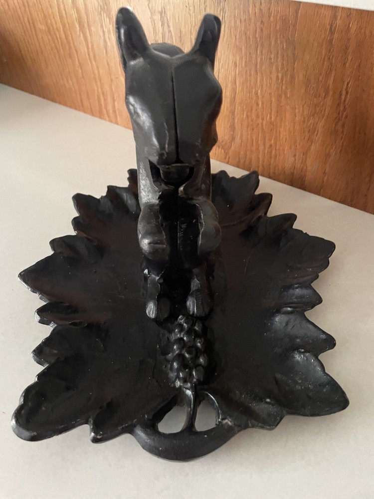 Vintage Cast Iron Squirrel Nut Cracker On Leaf