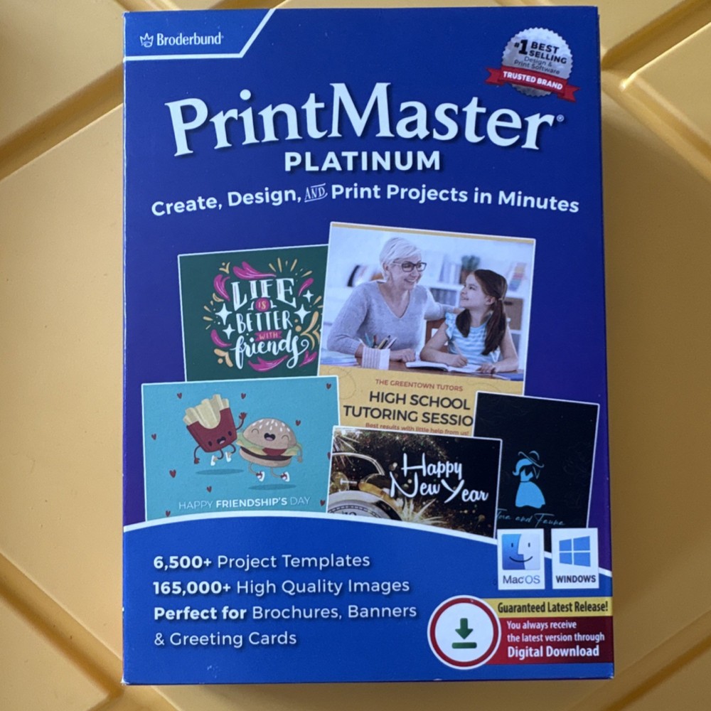 Broderbund PrintMaster Platinum Desktop Publishing Software Digital Download Ma…