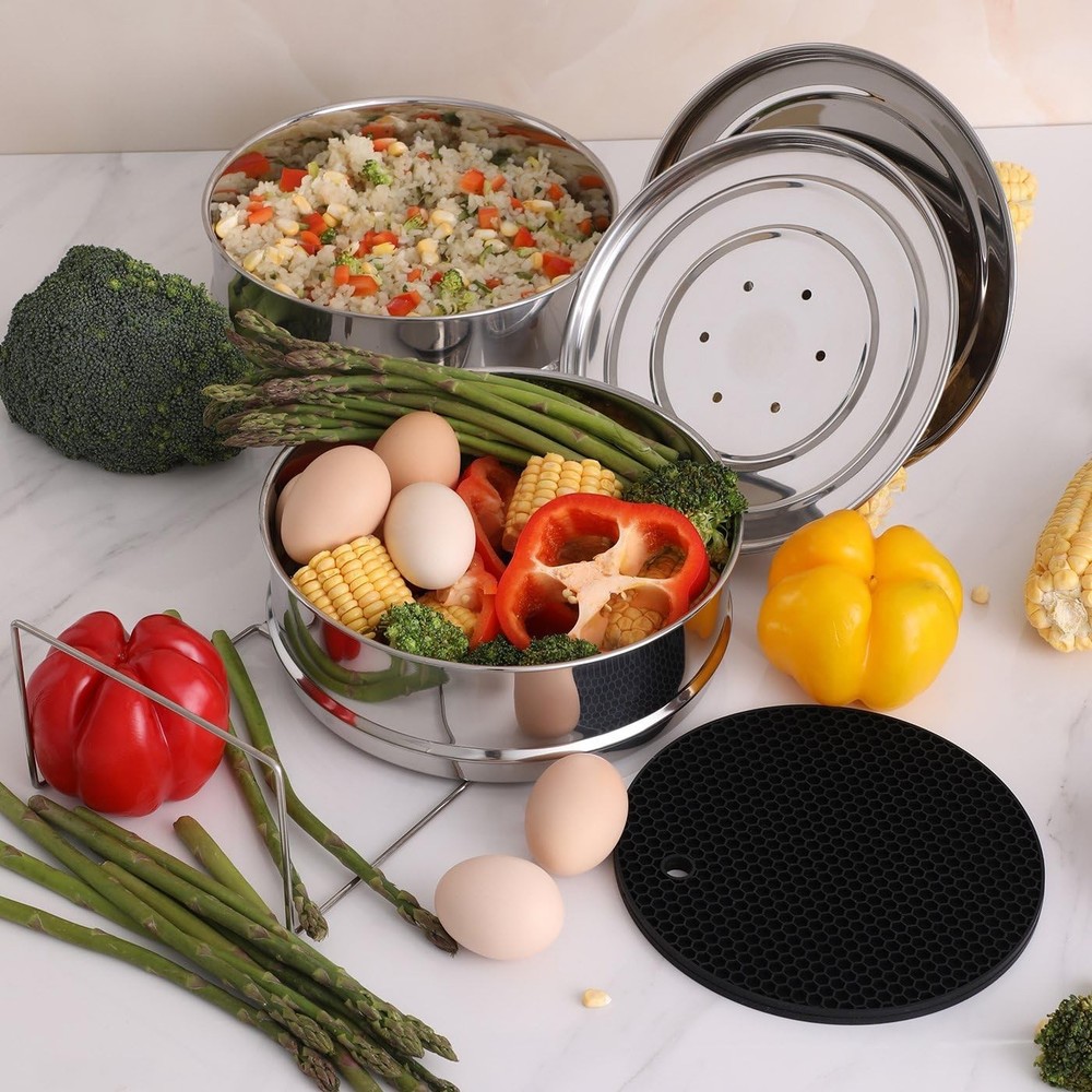 Stackable Steamer Insert Pans for 6/8 Qt Instant Pot - Stainless Steel
